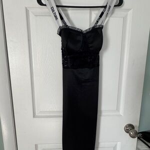 Fashion Nova Black Strapless Dress with White Straps